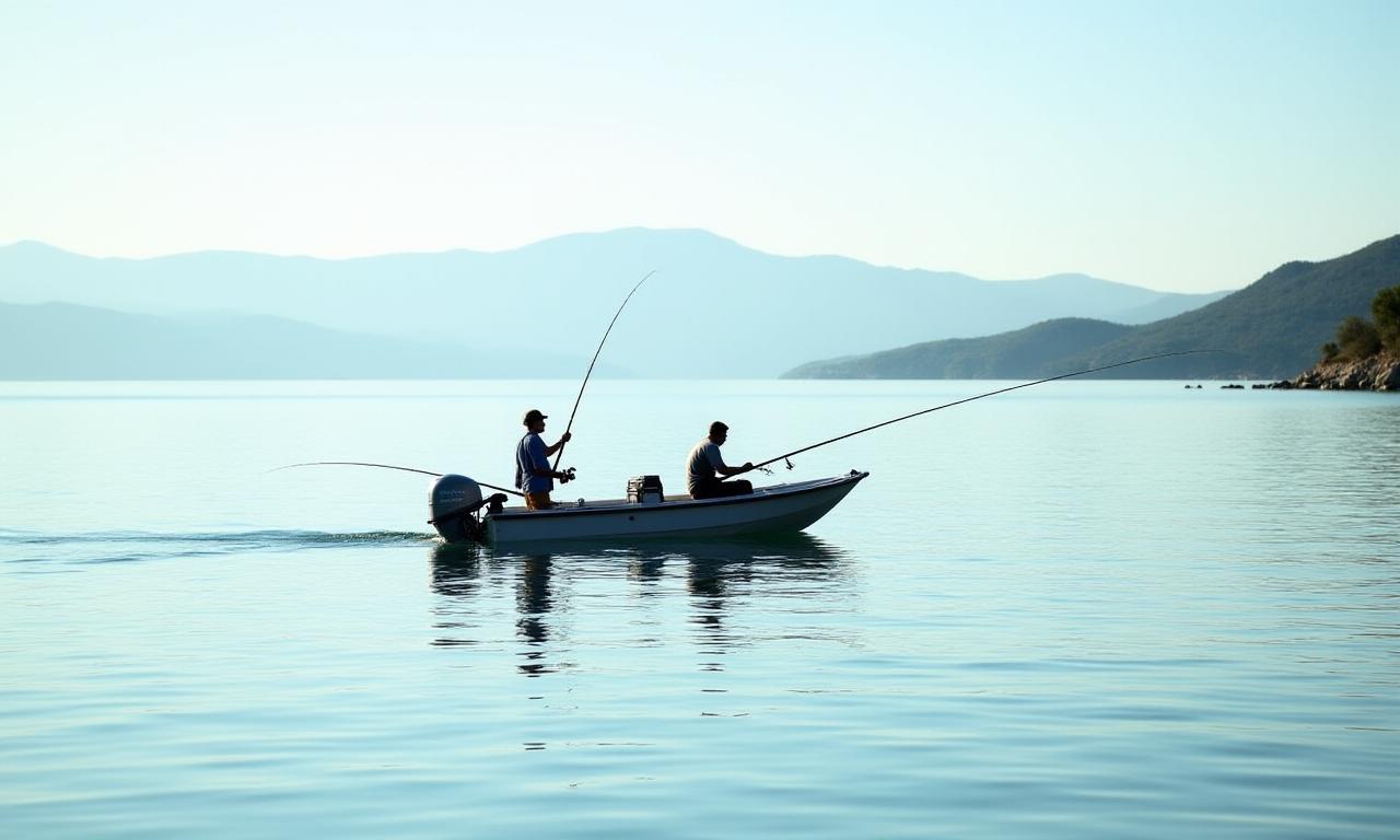 Angler von einem Boot aus in Spanien